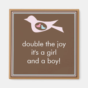 Sweet Bird Mommy with Twin Girl and Boy Magnet