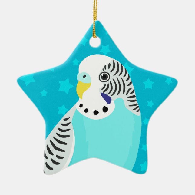 Sweet Bird Parakeet Ceramic Ornament (Front)