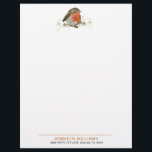 Sweet Bird Red Robin Letterhead<br><div class="desc">This simple and adorable letterhead features a sweet red robin bird sitting on a tree branch. Personalize this letterhead with your own name and address to make them unique. Makes a great gift for a girl or a bird lover.</div>