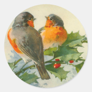 Sweet Birds Carte Postale Vintage Imprimer Sticker