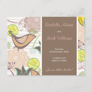 Sweet Birds Floral Garden Économisez La Date Carte