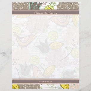 Sweet Birds Floral Garden Template Letterhead