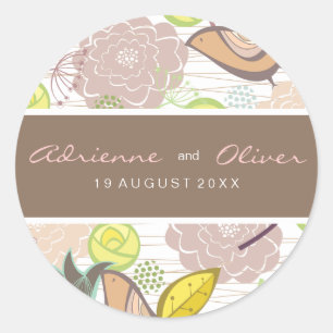 Sweet Birds Floral Wedding Favoriser Étiquette Sti
