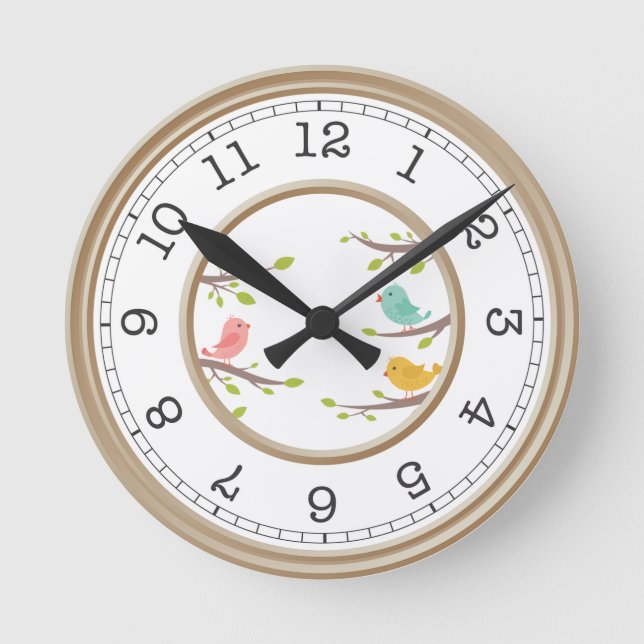 Sweet Birds Round Clock (Front)
