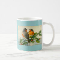 Sweet Birds Vintage Postcard Print Mug Coffee Cup