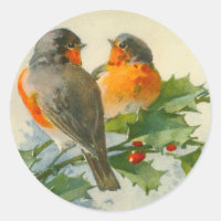 Sweet Birds Vintage Postcard Print Stickers Tags
