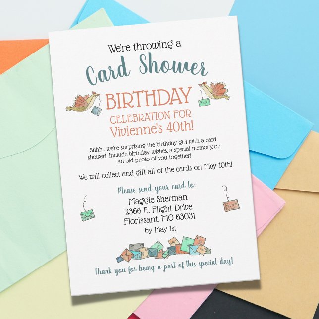 Sweet Birds Watercolor Birthday Card Shower (Creator Uploaded)