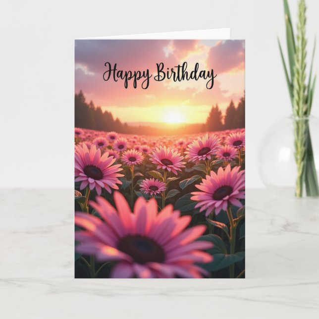 Sweet Birthday Blossom Sunset Card (Front)