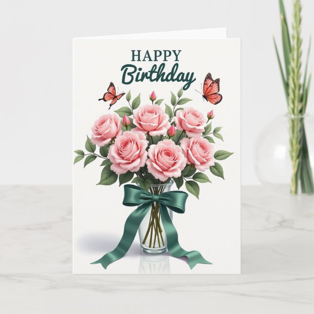 Sweet Birthday Blush Rose Card (Front)