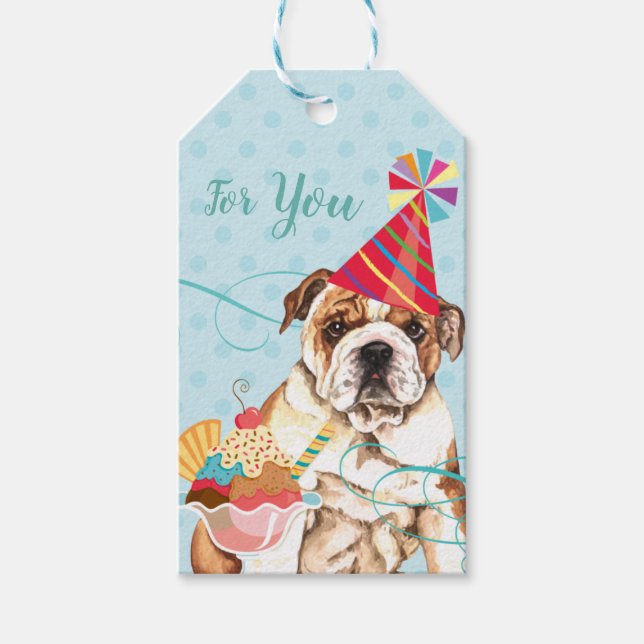 Sweet Birthday Bulldog Gift Tags (Front)