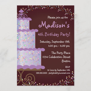 Sweet Birthday Cake Birthday Party Invitation