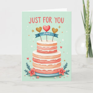 Sweet Birthday Cake Hearts Card