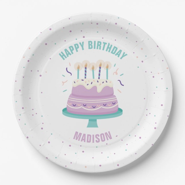 Sweet Birthday Cake Kids Birthday Party Paper Plate (Front)