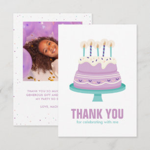 Sweet Birthday Cake Kids Party Thank You Card