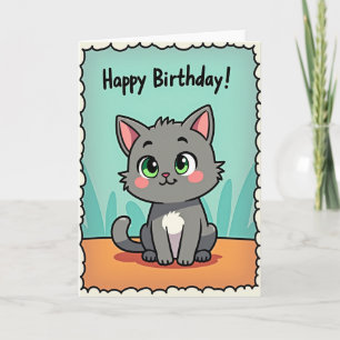 Sweet Birthday Cartoon Cat Card