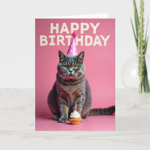 Sweet Birthday Cat Portrait Card
