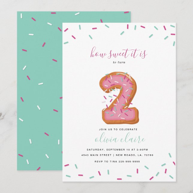 Sweet Birthday Celebration | Two Invitation (Front/Back)