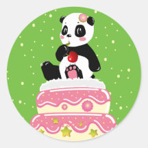 Sweet birthday / Cute panda with cake and cherry 
