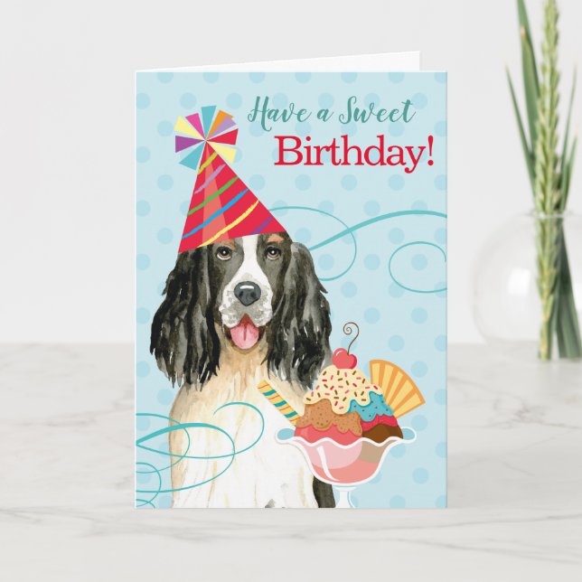 Sweet Birthday English Springer Spaniel Card (Front)