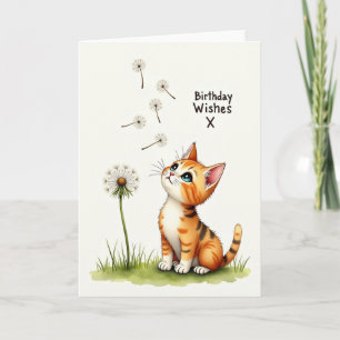 Sweet Birthday Feline Dandelion Card