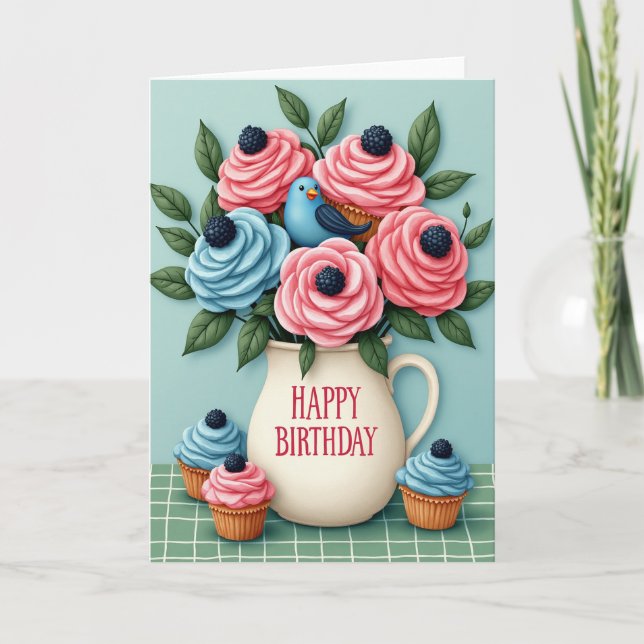 Sweet Birthday Frosted Bloom Card (Front)
