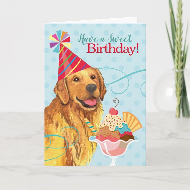 Sweet Birthday Golden Retriever Card (Front)