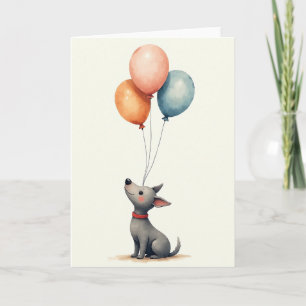 Sweet Birthday Grey Dog Card