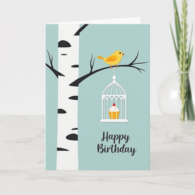 Sweet Birthday Paper Birdcage Card (Front)