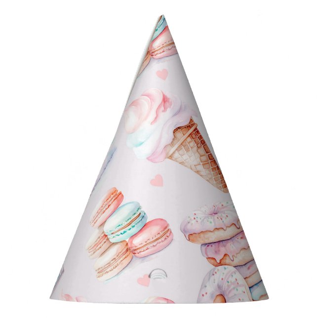 Sweet birthday party macarons, ice cream party hat (Left)