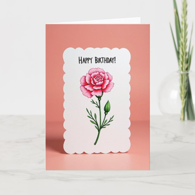 Sweet Birthday Pink Flower Card (Front)
