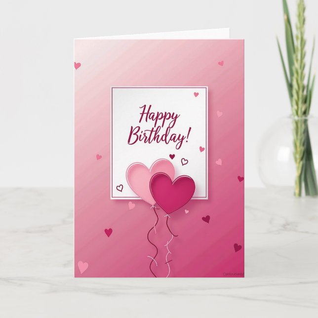 Sweet Birthday Pink Heart Card (Front)