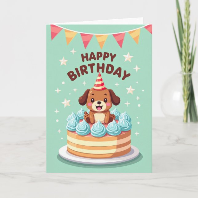 Sweet Birthday Pup Cake Card (Front)