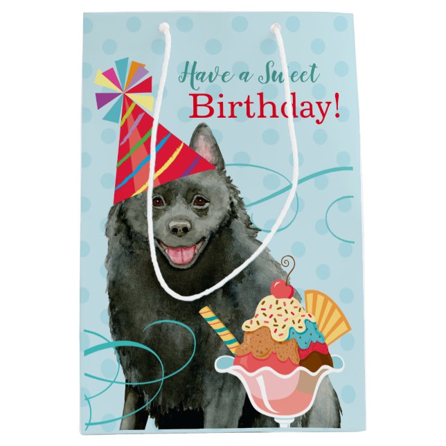 Sweet Birthday Schipperke Medium Gift Bag (Front)