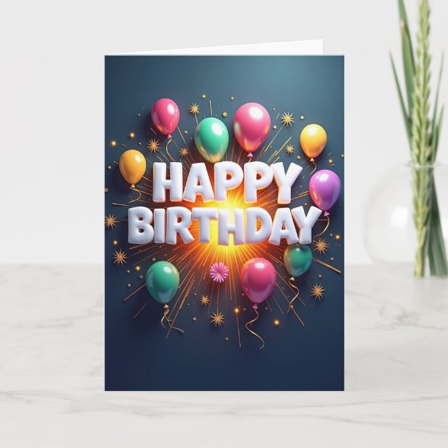 Sweet Birthday Sparkle Burst Card (Front)