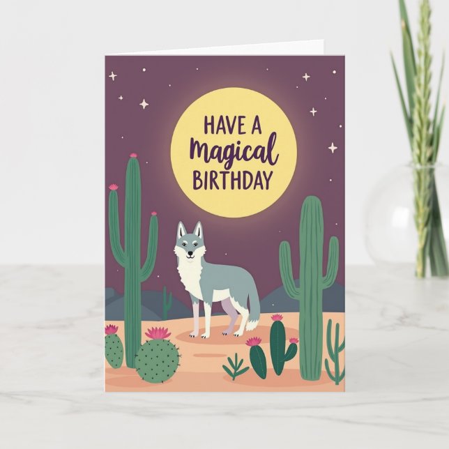 Sweet Birthday Starry Wolf Card (Front)
