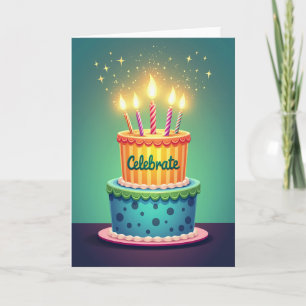 Sweet Birthday Striped Cake Card