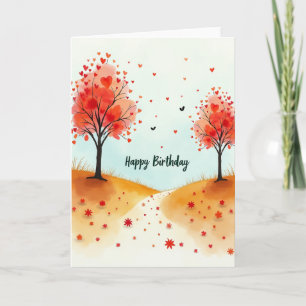 Sweet Birthday Watercolor Hearts Card