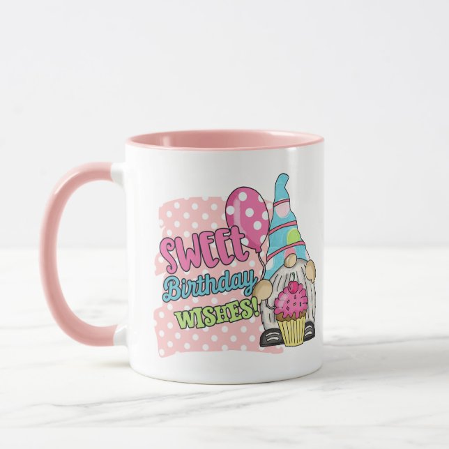 sweet Birthday wishes add monogram Mug (Left)