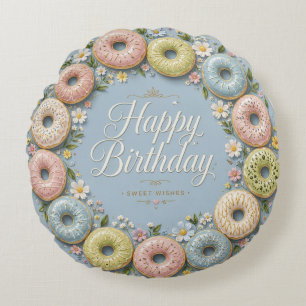 Sweet Birthday Wishes Round Pillow
