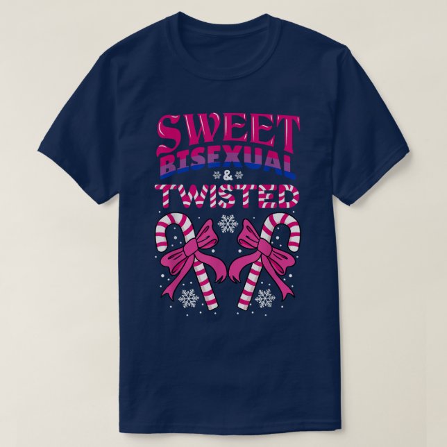 Sweet Biseual Twisted Christmas Candy Cane 1622 T-Shirt (Design Front)