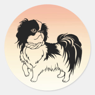 Sweet Black and White Dog on Orange Sticker