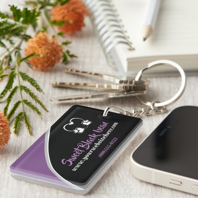 Sweet Black Bean Promotional Business Keychain (Front Right)