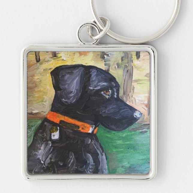 Sweet Black Lab Keychain by Willowcatdesigns (Front)