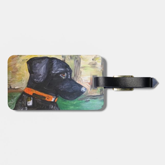 Sweet Black Lab luggage Tag by Willowcatdesigns (Back Horizontal)