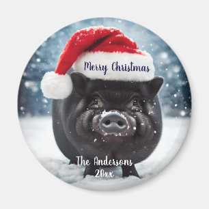 Sweet Black Piggy Christmas  Magnet