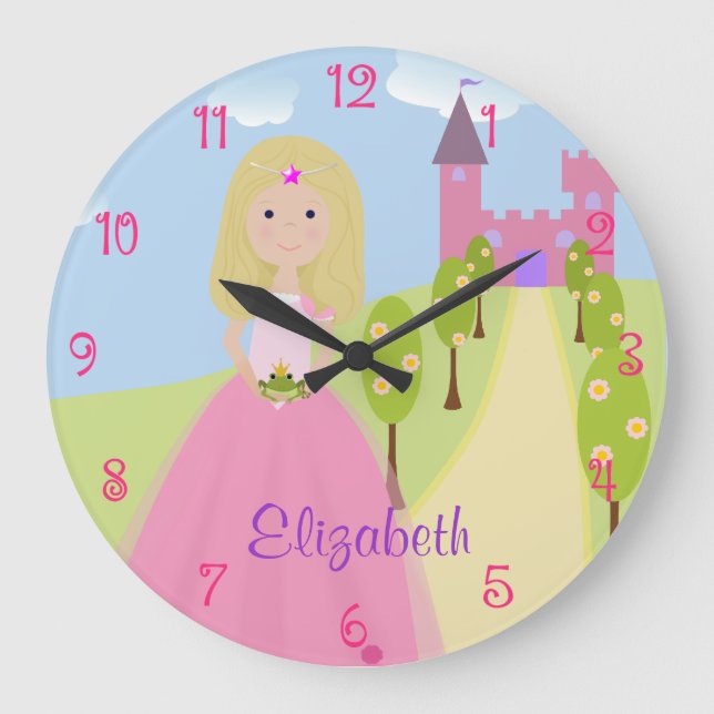 Sweet Blonde Princess Personalized Large Clock (Front)