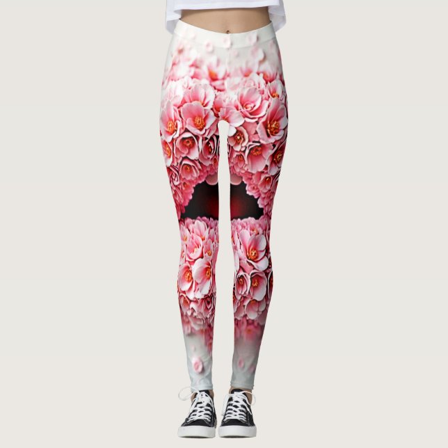 Sweet Bloom Lips Art Leggings (Front)