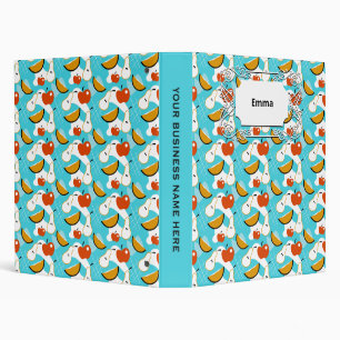 Sweet Blue Abstract Pear Apple Orange Fruit Binder