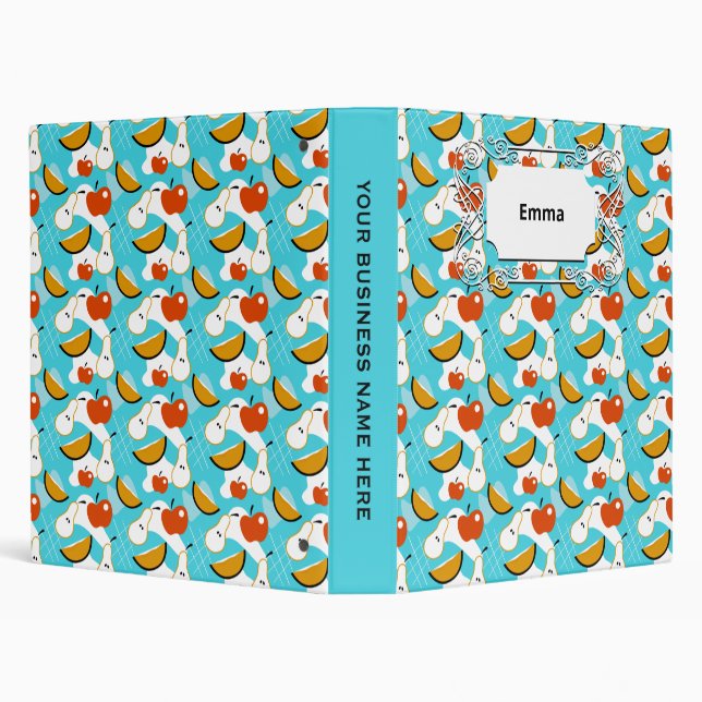 Sweet Blue Abstract Pear Apple Orange Fruit Binder (Background)