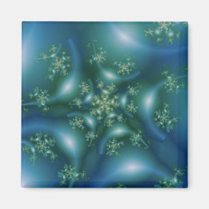 Sweet Blue and Green Fractal Art Magnet